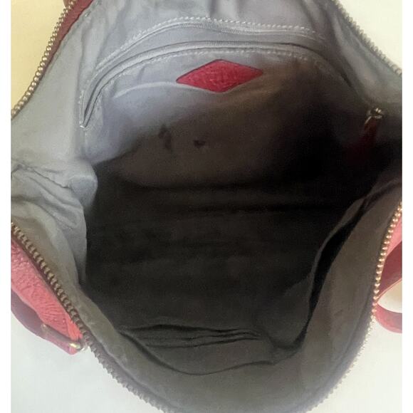 Fossil Erin Crossbody Bag Womens Red Pebbled Leather Top Zip Handbag Purse - Picture 9 of 12